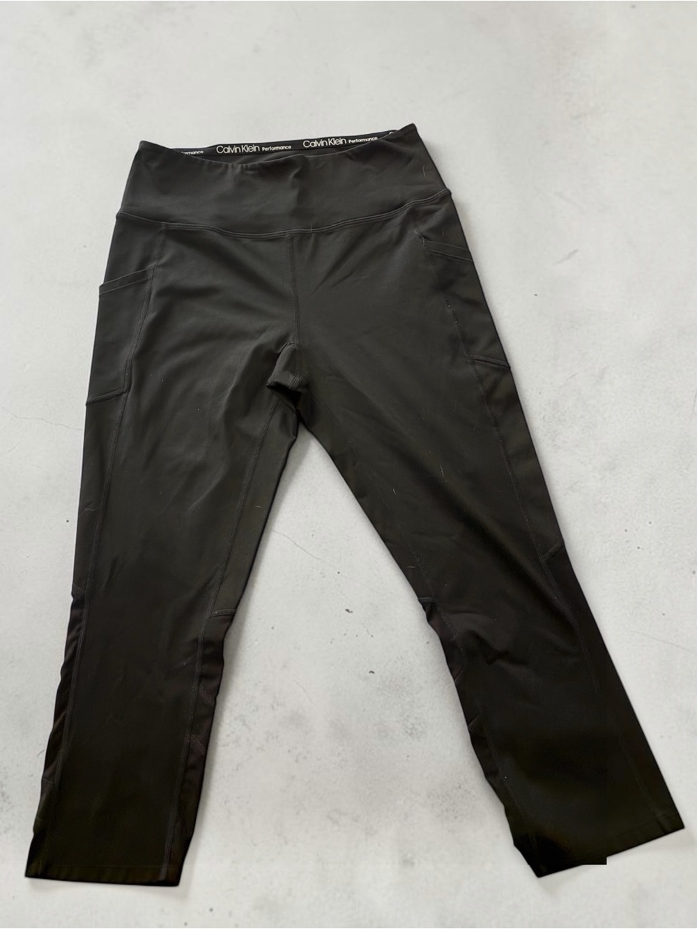 Calvin Klein Leggings Womens M Black Performance Wick Capri Workout Yoga Gym